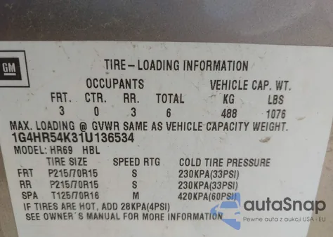 2001 Buick Lesabre Limited из США, поврежденный, VIN 1G4HR54K31U136534